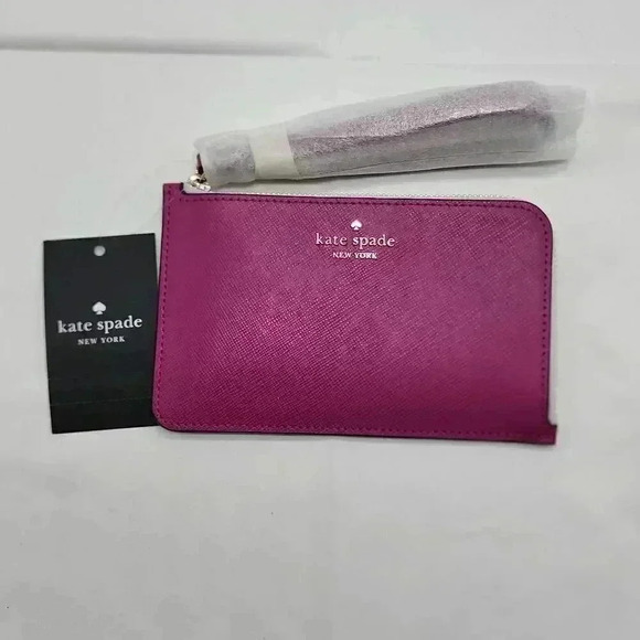 kate spade Handbags - NWT Kate Spade Women's Lucy Saffiano Leather L-Zip Wristlet Pink One Size